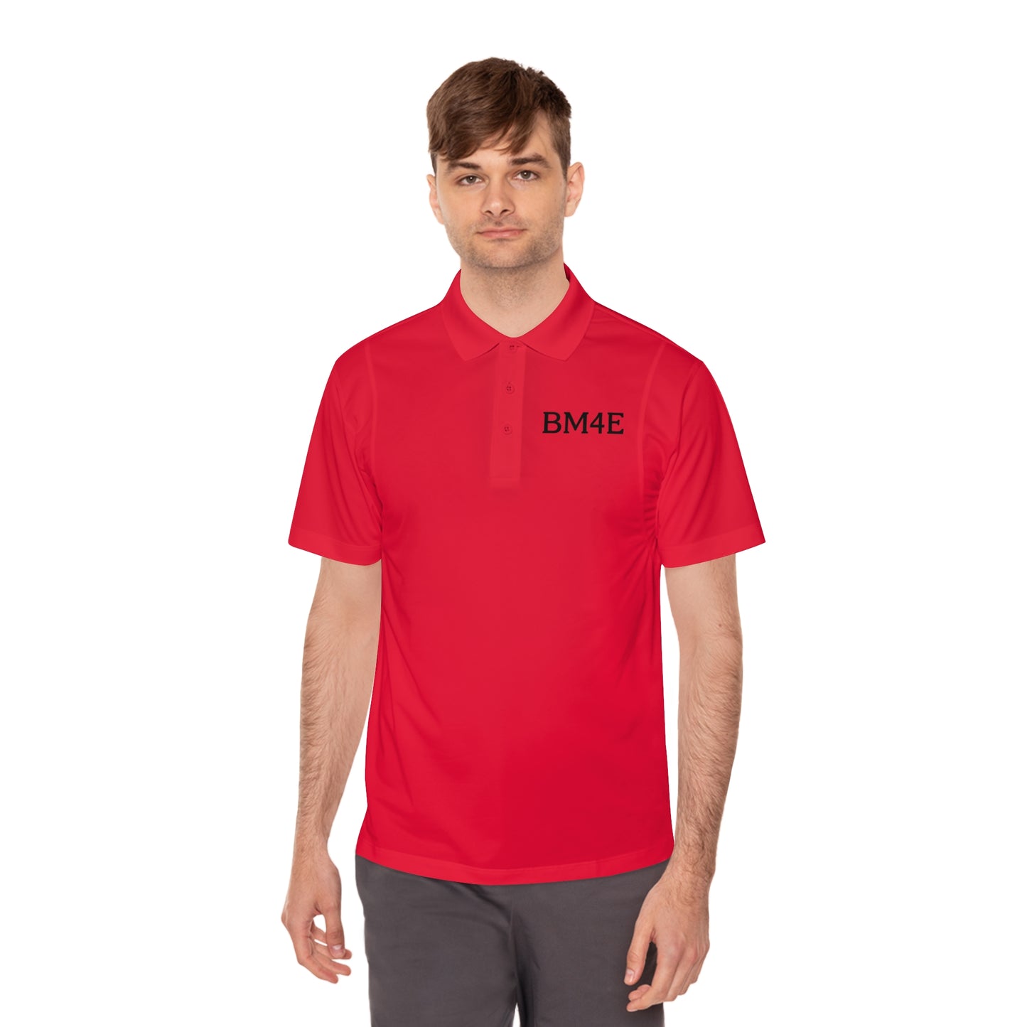 BM4E - Men's Sport Polo Shirt - Black Lettering